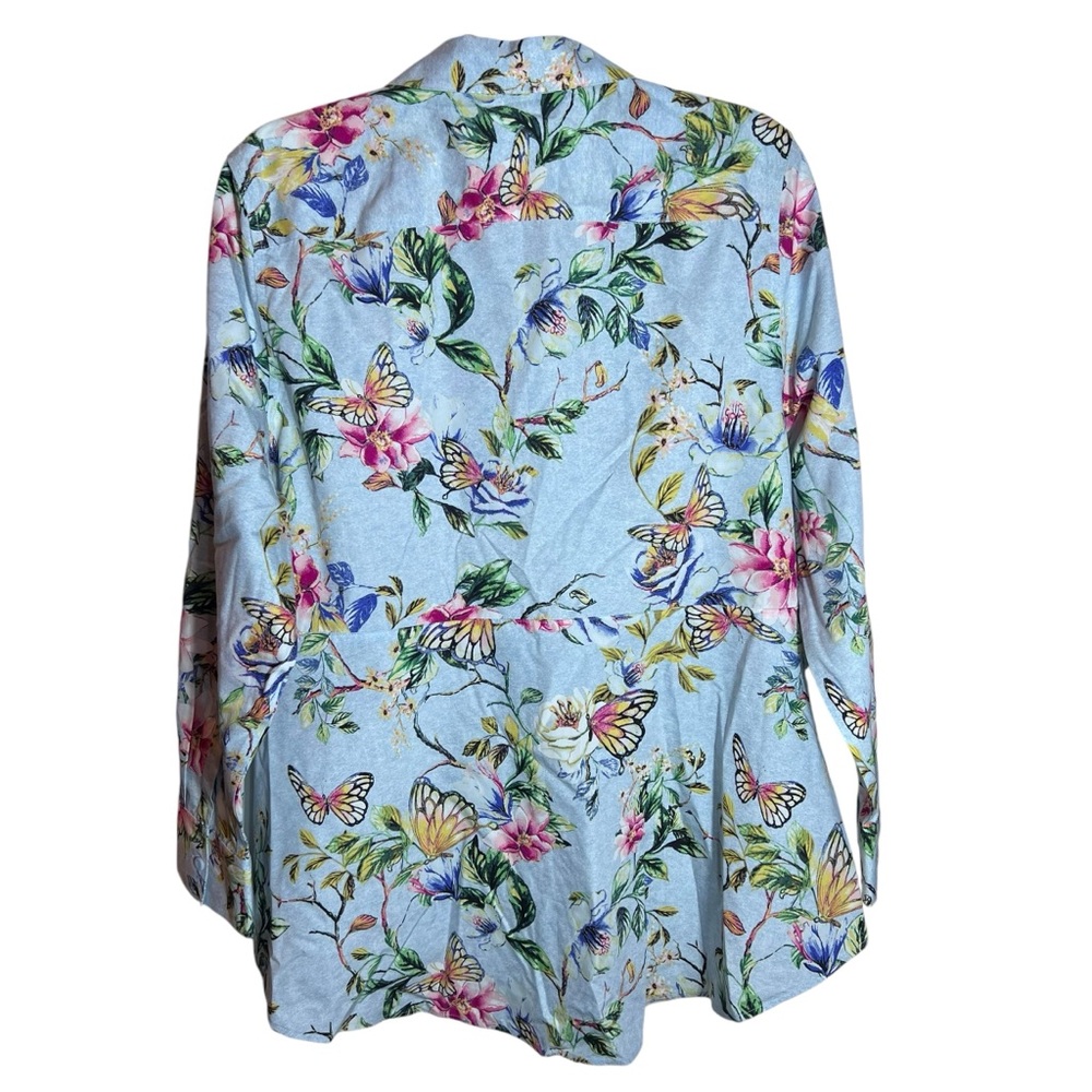 Chico’s No-Iron Cotton “Butterfly Garden” Shirt • Size 3 (16-18) - Picture 3 of 10